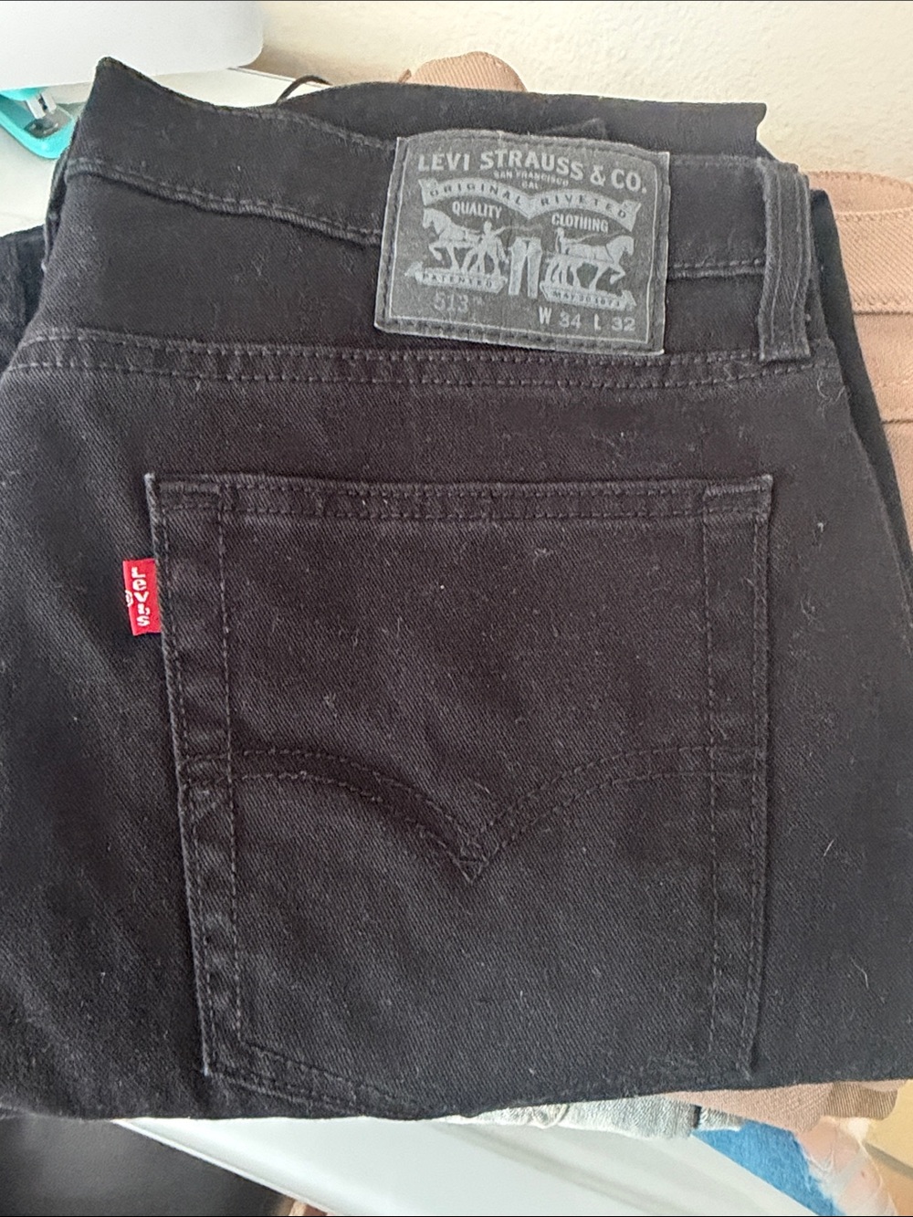 Levi's Black Straight-Leg Jeans with Red Tab